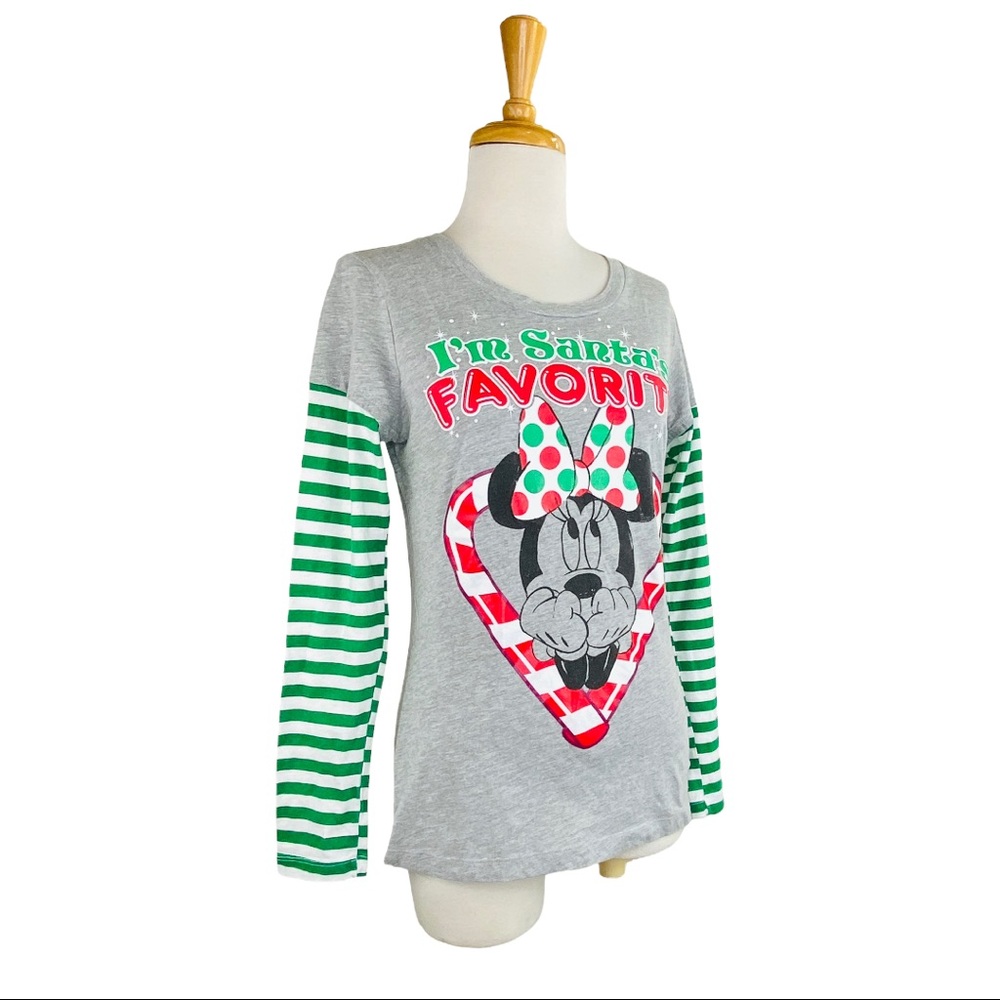 Disney Minnie Christmas Jersey Santas Favorite MINNIE Mouse Long Sleeve Cotton - Picture 4 of 7